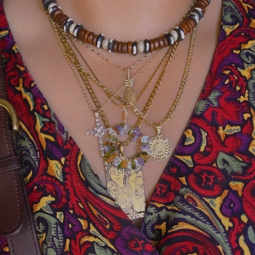 Rustic Boho Beaded Necklace